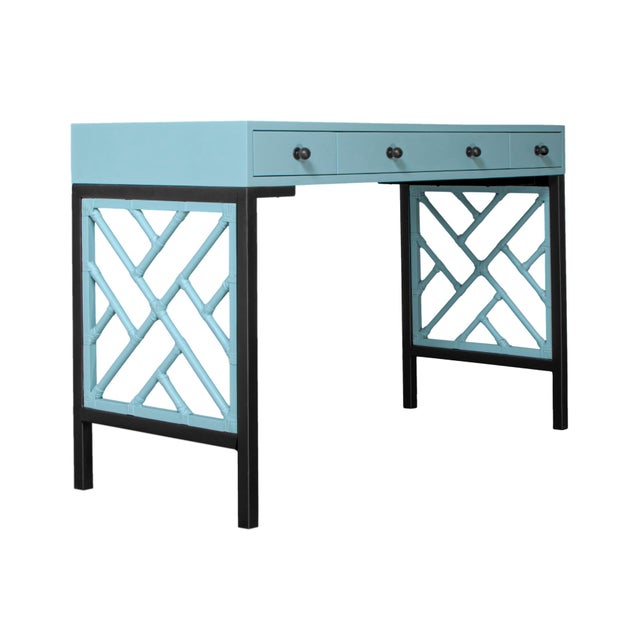 Chippendale Writing Desk - Pool Blue For Sale - Image 9 of 9