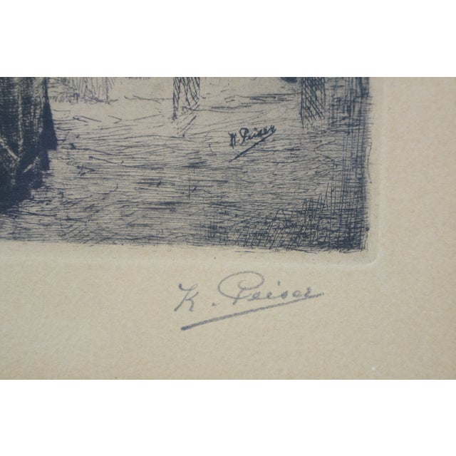 Black Antique Belgian Kurt Peiser La Cour Rue Du Faucon Falcon Street Etching 17" For Sale - Image 8 of 11