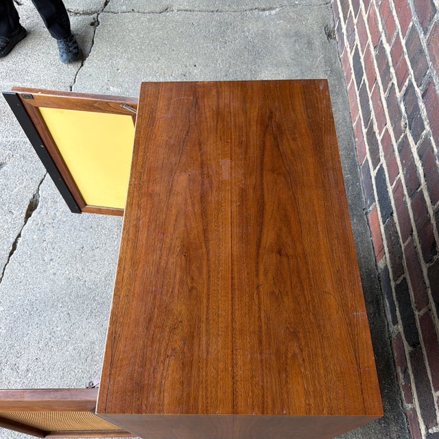 Mid 20th Century American of Martinsville Wonderwood Walnut & Cane Cabinet / Nightstand For Sale - Image 5 of 11
