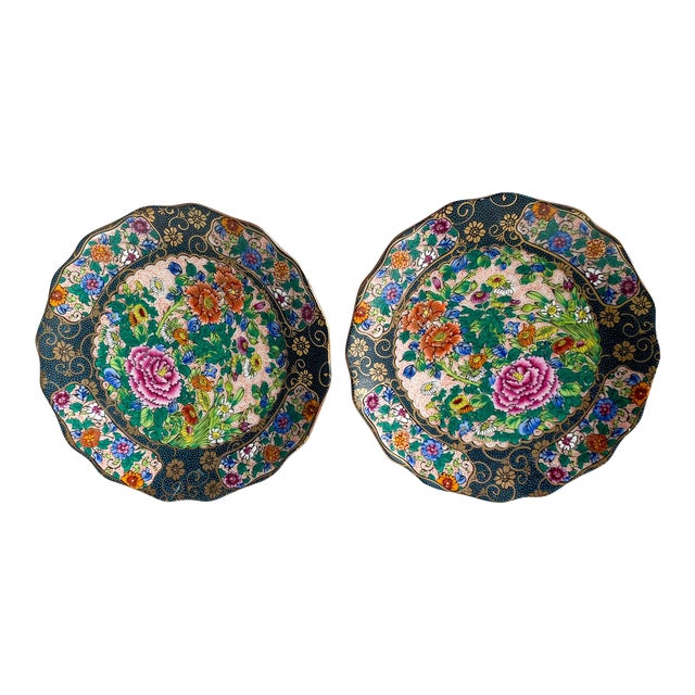 Vintage Japanese Kutani Floral Porcelain Plates a Pair Chairish