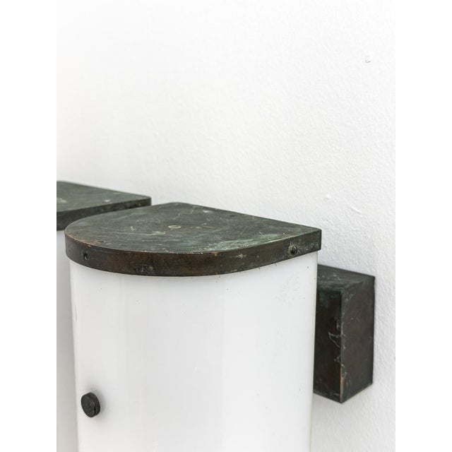 Swedish Modern Wall Lamp in Patinated Copper and Opaline Acrylic, 1955 For Sale - Image 3 of 11
