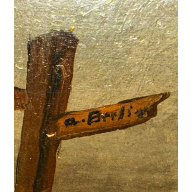 Winter Scene & Soldiers, Oil on Wood, 19th Century, Framed For Sale - Image 4 of 9