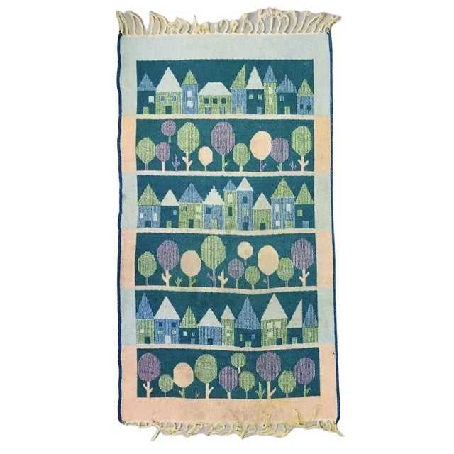 Blue Applied Art Rug, 1960s For Sale - Image 8 of 8