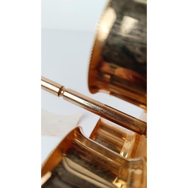 Cruet Set in Gilt Brass, Cut Crystal and Lacquered Goatskin Parchment by Aldo Tura, 1970s, Set of 8 For Sale - Image 16 of 18