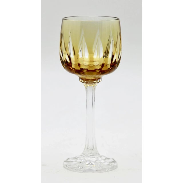 Cut to Clear Crystal Stem Glasses with Colored Overlay from Lausitzer, Set of 6 For Sale - Image 10 of 12