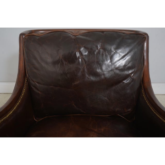 2010s Theodore Alexander Leather & Mahogany Club Chair For Sale - Image 5 of 18
