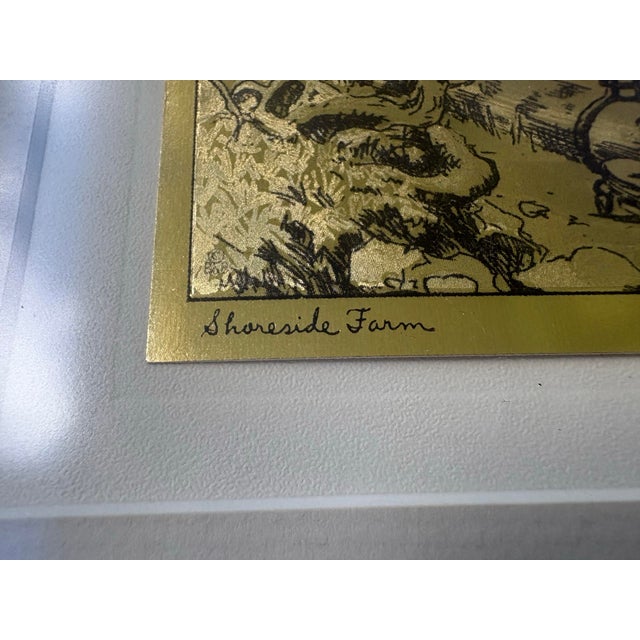Pair of Framed Lionel Barrymore Gold-Etch Prints “Nantucket” & “Shoreside Farm” For Sale - Image 11 of 12