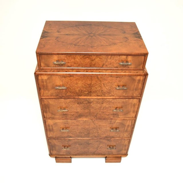 Wood Art Deco Burr Walnut Chest of Drawers, 1930s For Sale - Image 7 of 12