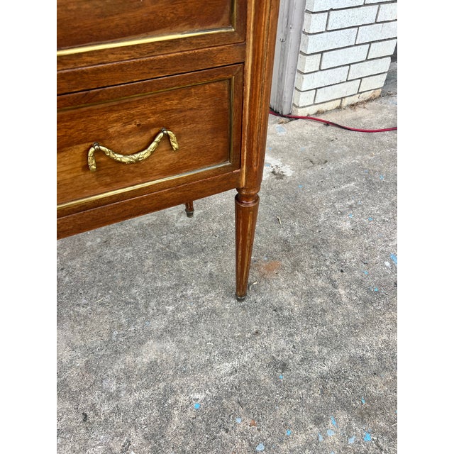 French 19th Century Louis XVI Walnut Carrara Marble Top Chest of Drawers For Sale - Image 4 of 12