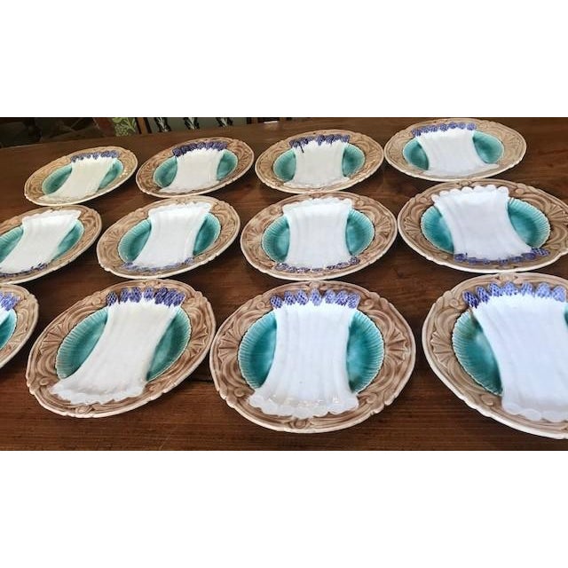 French Provincial Antique French Asparagus Plate by Orchies, 1920's For Sale - Image 3 of 7