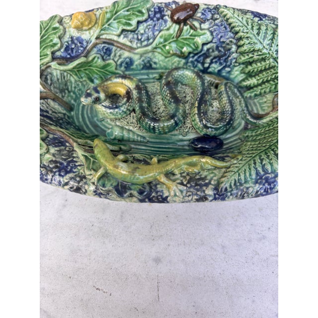 19th Century Majolica Palissy Snake Wall Platter For Sale - Image 4 of 7