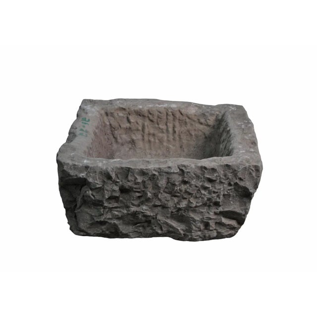 19" Inch Long Hand Chiseled Stone Trough 24-22 For Sale - Image 4 of 5