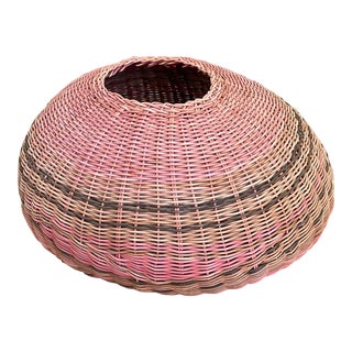 Vintage Native American Woven Pink Oversized Basket For Sale