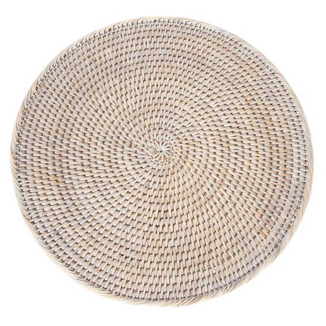Boho Chic Artifacts Rattan Round Placemat For Sale - Image 3 of 6