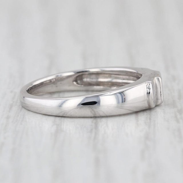 Silver 0.20ctw Princess Solitaire Wedding Band Stackable Ring Size 6.5 18k White Gold For Sale - Image 8 of 8