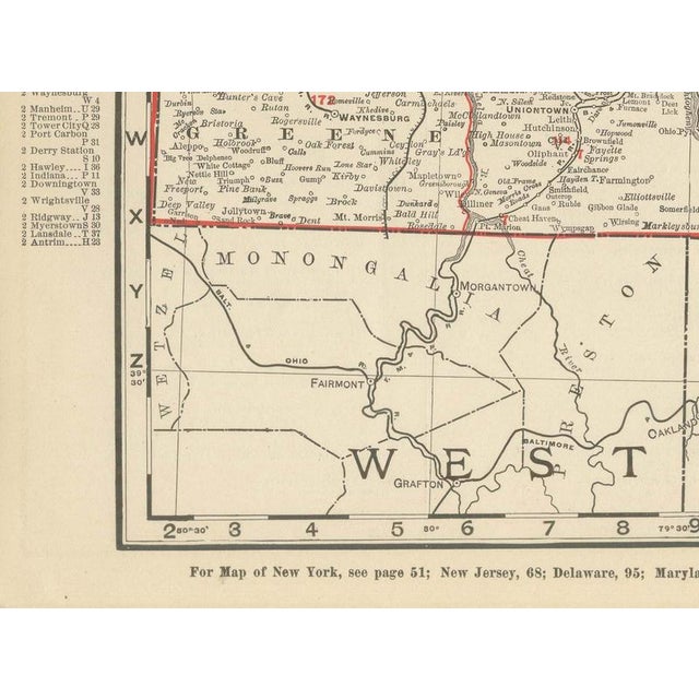 Paper Antique Map of Pennsylvania The Keystone State by Ran McNally, 1899 For Sale - Image 7 of 11