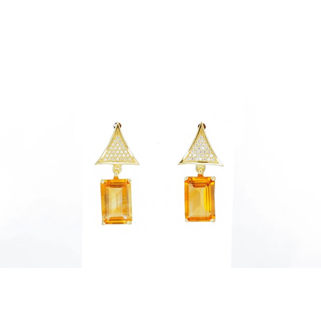 Citrine 14k Gold Earrings Studs - 2 Pieces For Sale - Image 6 of 7