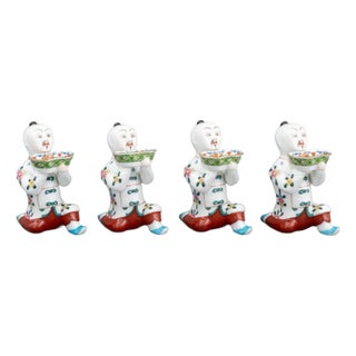Mid 20th Century Herend Painted Porcelain Figural Open Salts - Set of 4 For Sale