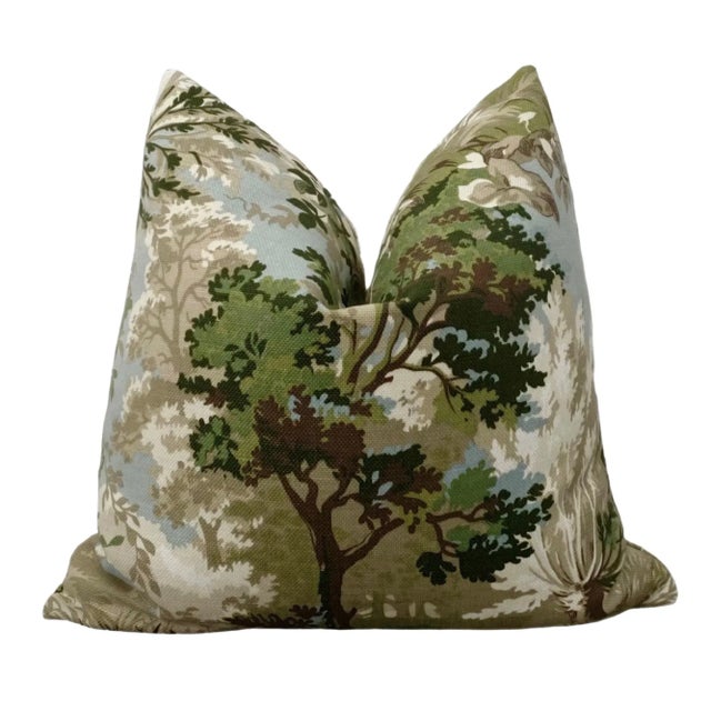 Traditional Thibaut Green & Beige Lincoln Toile 22" Pillows - a Pair For Sale - Image 3 of 4