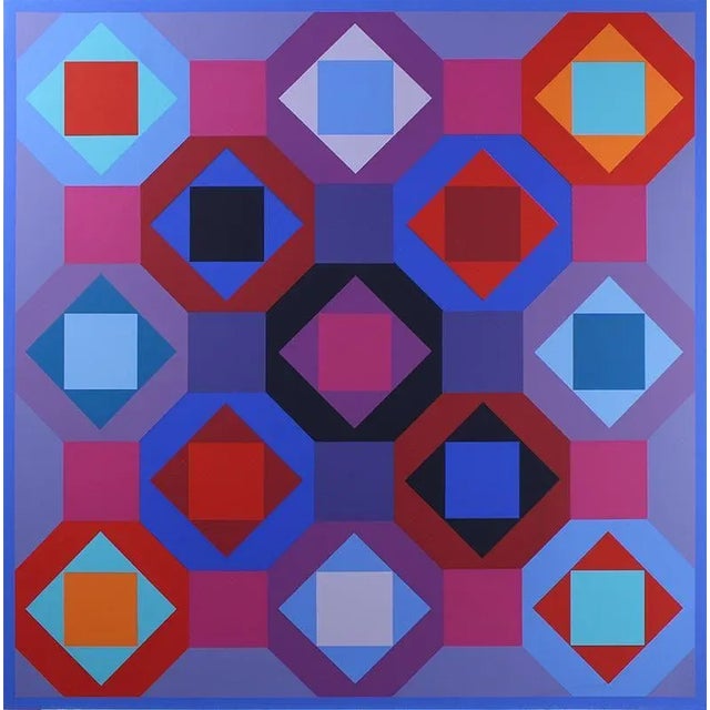 Abstract Original Victor Vasarely "Oc-Ta" Op Art Screenprint, Framed For Sale - Image 3 of 13