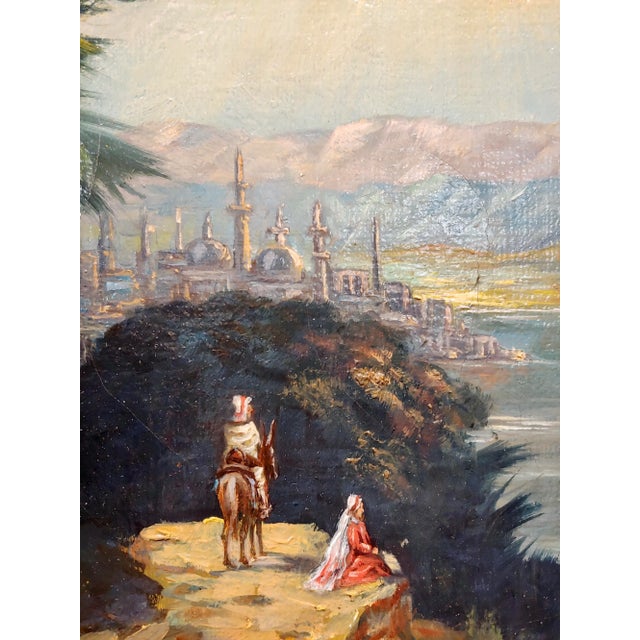 19th Century Christian David Gebauer -19th Century Middle Eastern Landscape Oil Painting For Sale - Image 5 of 9