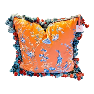 Scalamandre Toile Orange and Teal Custom Pillow - Palm Beach
