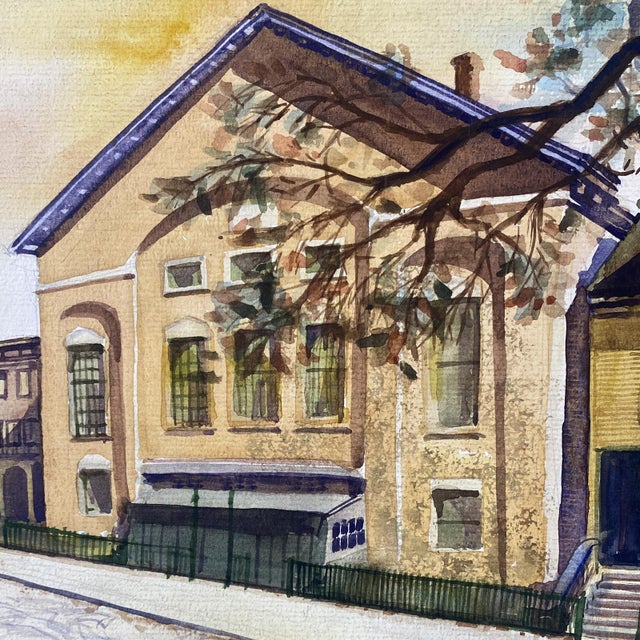 Realism Original Architectural Brooklyn New York Watercolor Painting of Plymouth Church of the Pilgrims by Artist Nik Puspurica For Sale - Image 3 of 4