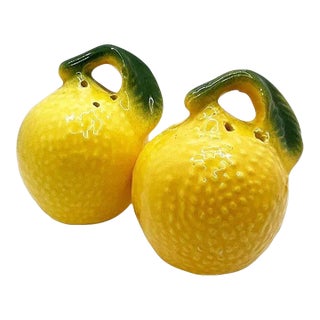 Mid Century Yellow and Green Lemon Salt and Pepper Shakers - a Pair For Sale