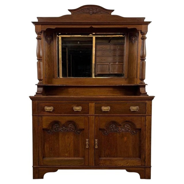 20th Century English Oak Mirror-Back Sideboard For Sale - Image 13 of 13