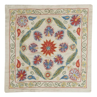 21"x21" All Silk Cushion Cover. Contemporary Lace Pillow. Embroidered Pillowcase For Sale