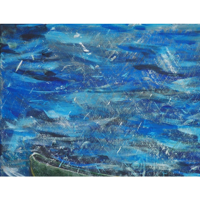 Contemporary Moisés Villafuerte "Chubasco" Green, Red, and Blue Contemporary Stormy Seascape Painting, 2022 For Sale - Image 3 of 7