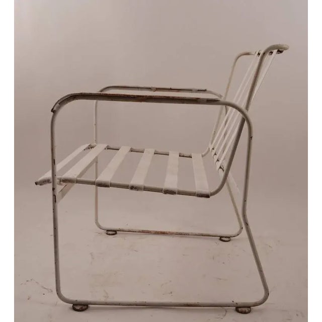 Set of Four Wrought Iron and Plastic Strap Garden Patio Chairs For Sale - Image 10 of 11