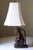 Vintage Mid Century Monkey Figural Table Lamp – Whimsical Animal Lighting – Bell Shade For Sale - Image 4 of 9