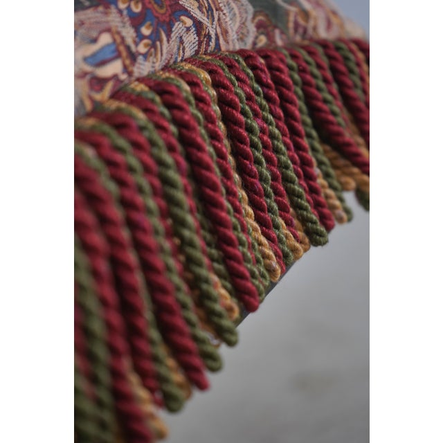 Pair Stunning Decorator Square Pillows W. Fringe For Sale - Image 4 of 5