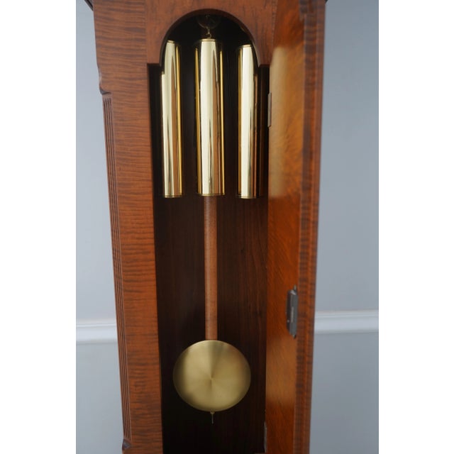 Tiger Maple Chippendale Style Grandfather Clock For Sale - Image 4 of 12