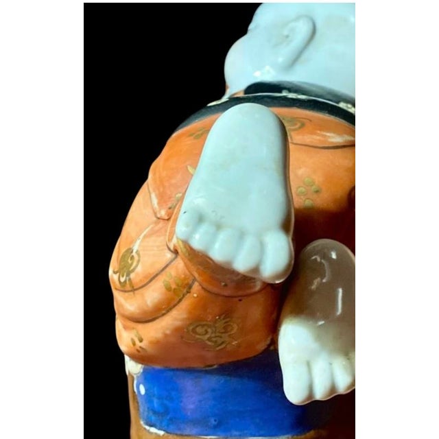 Ceramic Vintage Chinese Porcelain Figural Pillow, Hand-Painted Boy, 1978 For Sale - Image 7 of 16