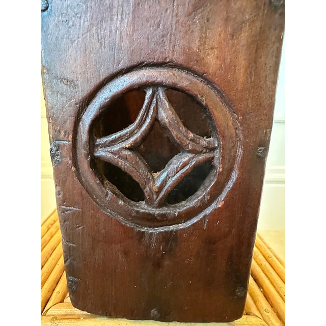 Early 20th Century Vintage English Handcarved Rustic Wooden Candle Box For Sale - Image 5 of 14