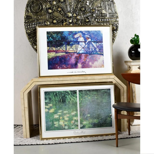 Sold as a pair. Pair of vintage early 1990s prints by Impressionist painters Claude Monet and Charles Warren Mundy. The...