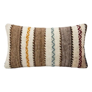 Turkish Kilim Lumbar Pillow Cover 9'' X 17'' For Sale