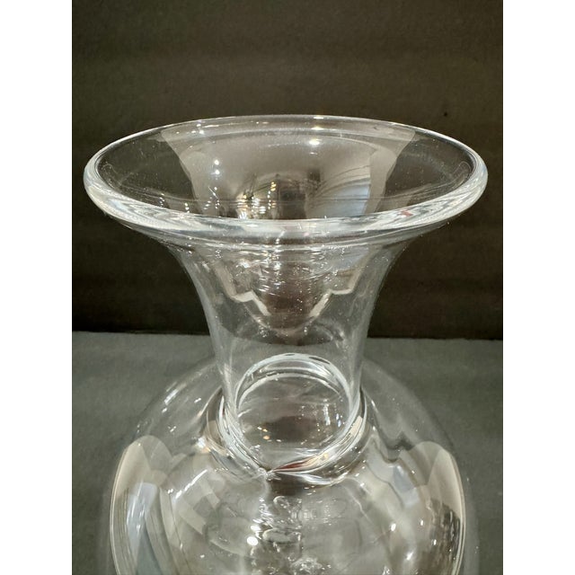 Glass Mid 20th Century Handblown Clear Art Glass Decanter Carafe 9.25" Bulbous Form Studio Glass Attributed Simon Pearce For Sale - Image 7 of 7