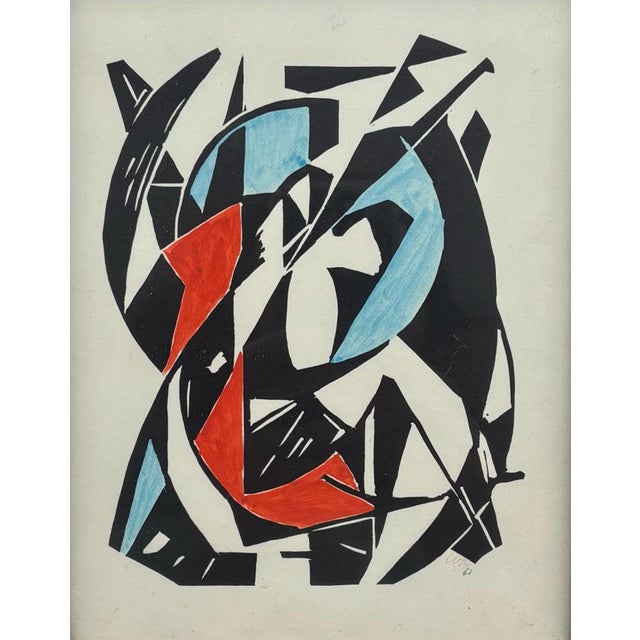 Wobbe Alkema, Composition, 1961, Linocut For Sale - Image 3 of 10