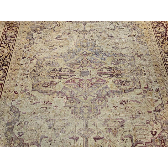 19th Century Agra Rug, Hand-Knotted Wool, Geometric Design, Pale Purple & Gray, 12' X 14’ For Sale - Image 13 of 18