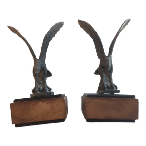 VTG American Bald Eagle Bookends. Wooden Base.