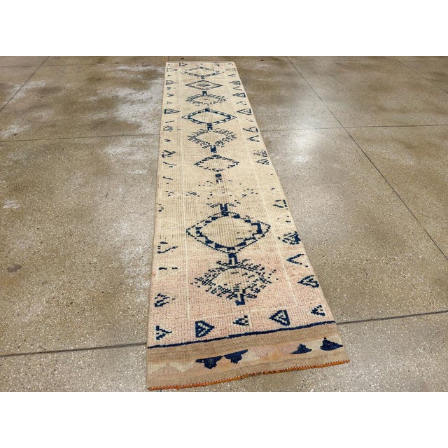 Navy Blue Galerie Shabab Collection Mid-20th Century Turkish Anatolian Runner For Sale - Image 8 of 10