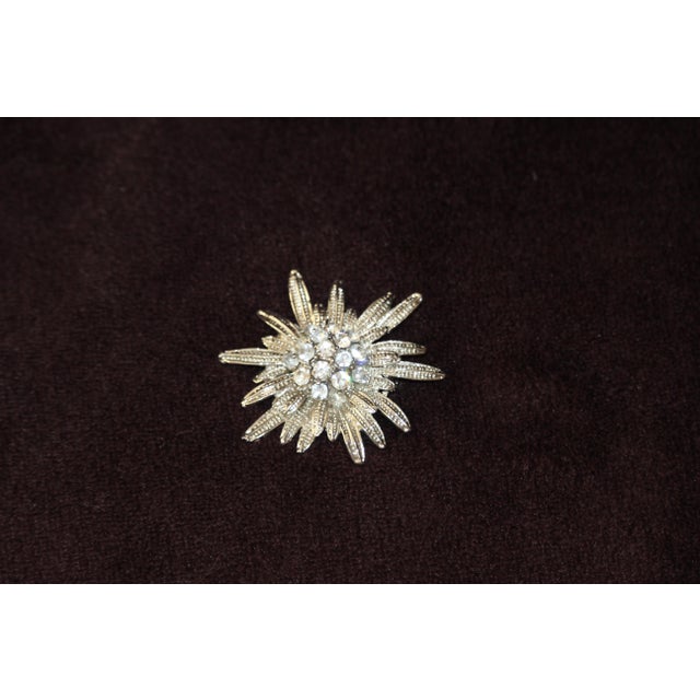 Edelweiss jewelry Pin Star Sun brooch Firework Art Deco Metal, rhinestones. Dimensions: Height 0.3" / 1 cm Width 3.9" / 5...