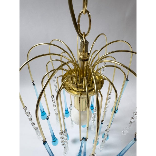 Mid-Century Modern Vintage Murano-Style Blue Glass Teardrop Waterfall Chandelier, C. 1970 For Sale - Image 3 of 18
