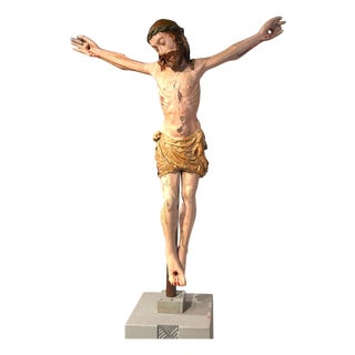 Carved Wooden Christ with Original Polychromy For Sale