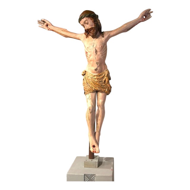 Carved Wooden Christ with Original Polychromy For Sale