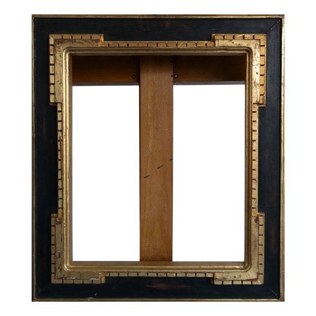 Art Deco Hand-Carved Frame with Black and Gilt Detailing, 1920s For Sale
