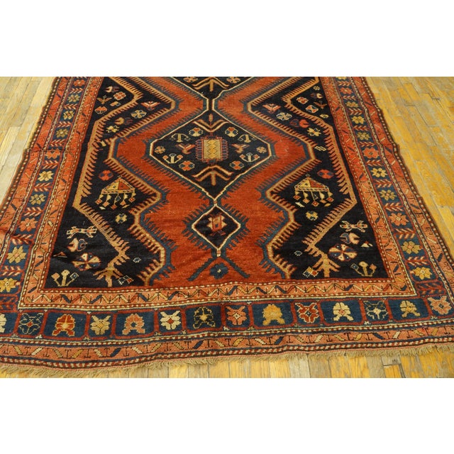 1900s Black Zig Zag Tribal Antique Caucasian Kazak Rug 5'6" X 10'4" Handknotted Wool Carpet For Sale In New York - Image 6 of 7